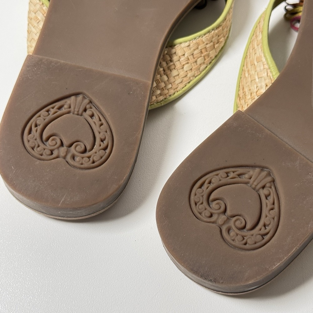 Brighton Orchid Flip Flops Womens Size 6.5 Green Leather Slip On Sandals - Picture 6 of 13